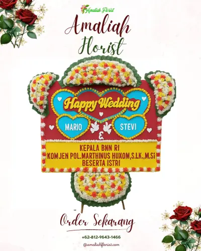 Karangan Papan Bunga Pernikahan di Marikurubu